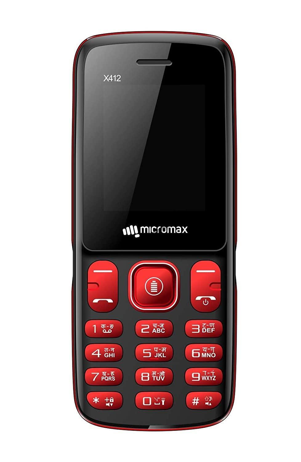 Micromax X412 (Black + Red) 1.77 inch screen, video & music player 800 mAh battery Refurbished - Triveni World