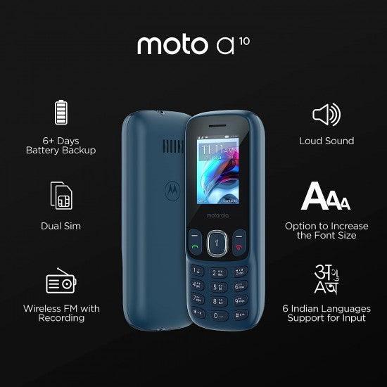 Motorola a10 Dual Sim keypad Mobile with 1750 mAh Battery, Expandable Storage Upto 32GB, Wireless FM with Recording-Dark Blue - Triveni World