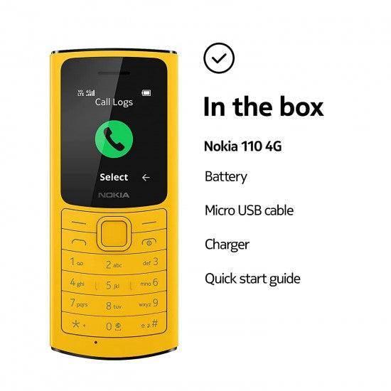 Nokia 110 4G with Volte HD Calls, Up to 32GB External Memory, FM Radio (Wired & Wireless Dual Mode), Games, Torch | Yellow (Nokia 110 DS-4G) - Triveni World