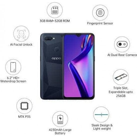 OPPO A12 (Black, 32 GB)  (3 GB RAM) Refurbished - Triveni World