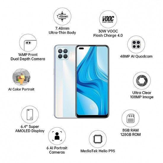 OPPO F17 Pro (Metallic White, 8GB RAM, 128GB Storage) - Triveni World