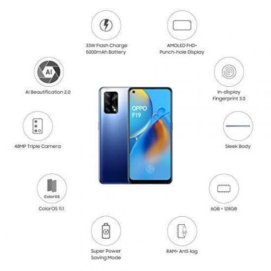 Oppo F19 (Midnight Blue, 6GB RAM, 128GB Storage) 48MP Triple Camera refurbished - Triveni World