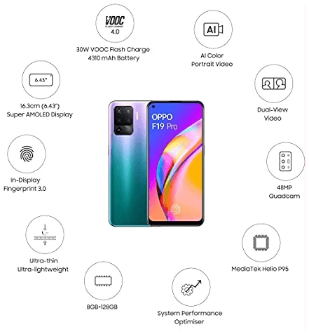 OPPO F19 Pro (Fantasy Purple, 8GB RAM, 128GB Storage) - Refurbished - Triveni World