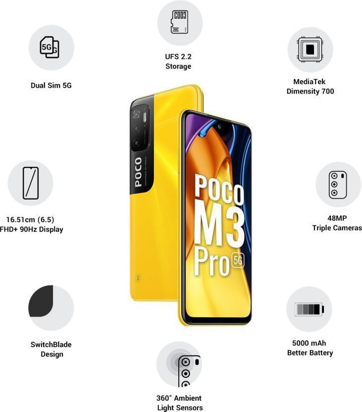 POCO M3 Pro 5G (Yellow, 128 GB)  (6 GB RAM) Refurbished - Triveni World