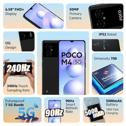 POCO M4 5G 128 GB, 6 GB RAM, Power Black, Mobile Phone Refurbished - Triveni World