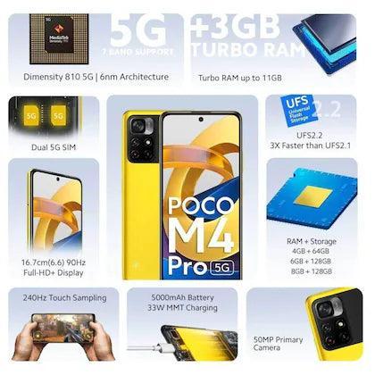 POCO M4 Pro 5G 128 GB, 6 GB RAM, POCO Yellow, Mobile Phone Refurbished - Triveni World