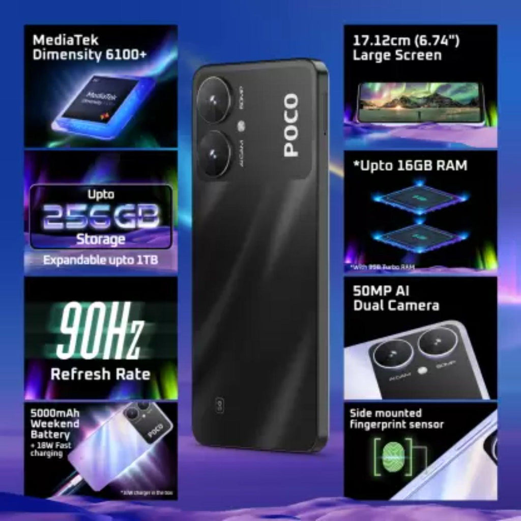 POCO M6 5G 4GB 128GB Galactic Black smart-phones ( 4 GB 128 GB ) Refurbished - Triveni World