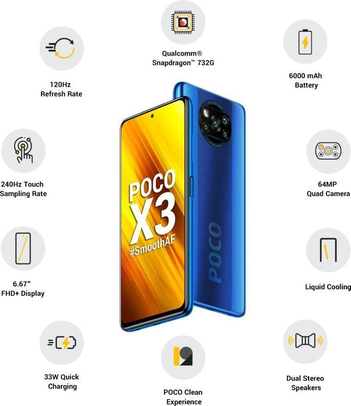 POCO X3 (Cobalt Blue, 128 GB)  (6 GB RAM) Refurbished - Triveni World