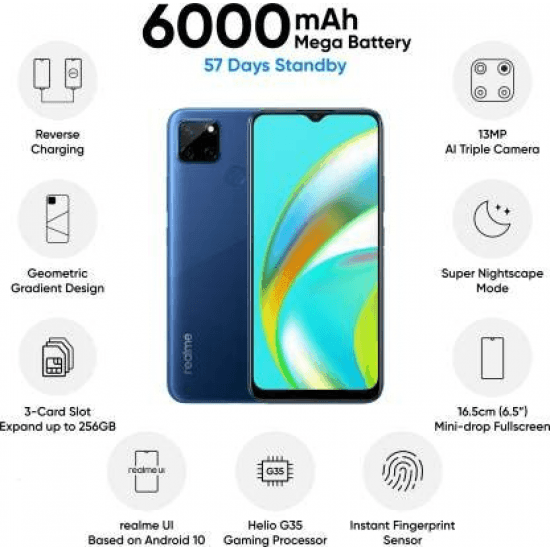 Realme C12 (Power Blue, 3GB RAM, 32GB Storage) - Triveni World