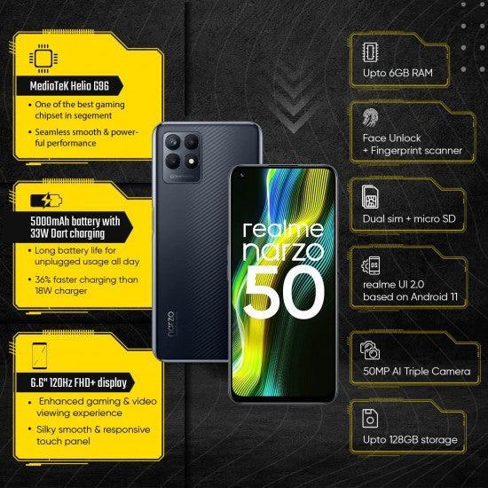 realme narzo 50 (Speed Black, 4GB RAM+64GB Storage) Helio G96 Processor 50MP - Triveni World