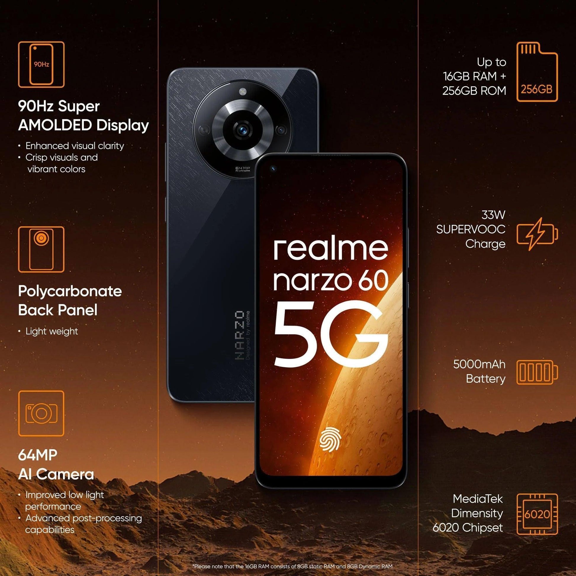 Realme Narzo 60 128 GB (Cosmic Black, 8 GB RAM) - Triveni World