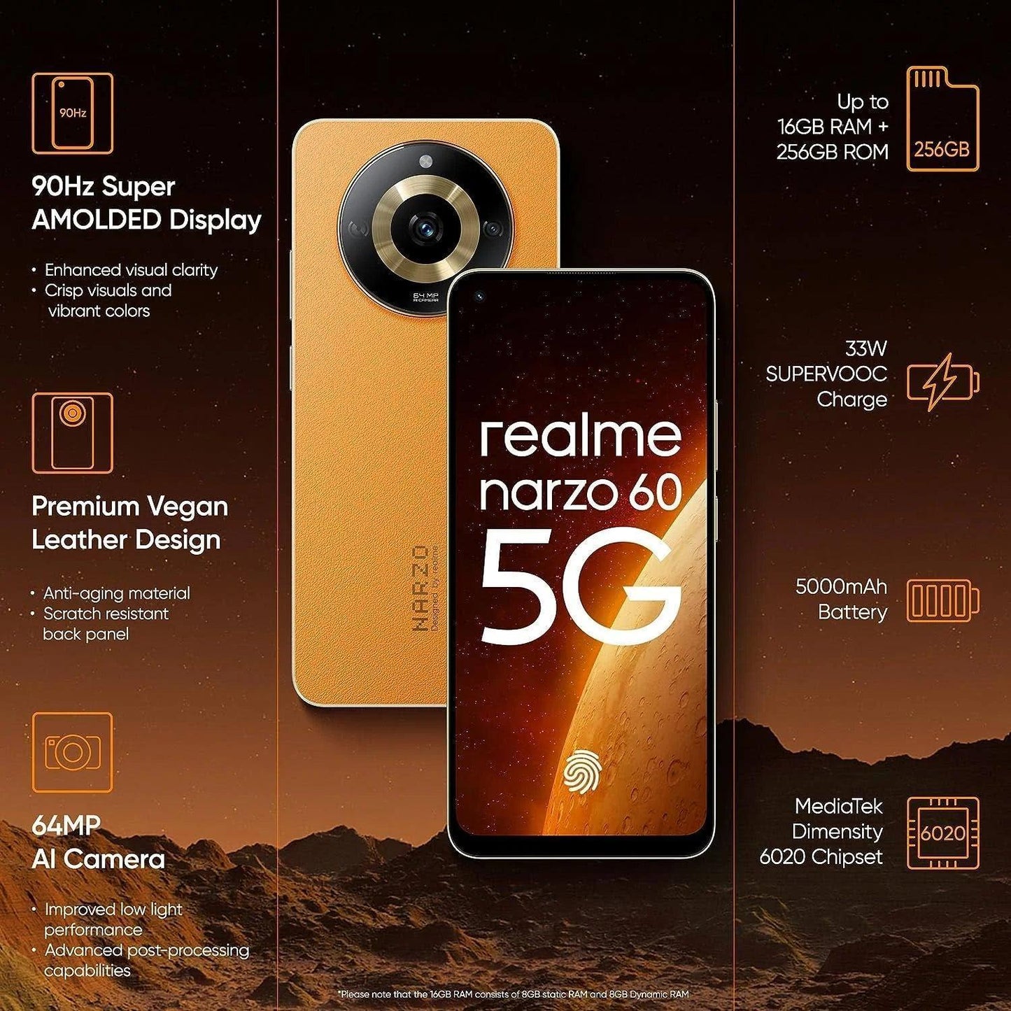 realme narzo 60 5G (Mars Orange,8GB+128GB) - Triveni World