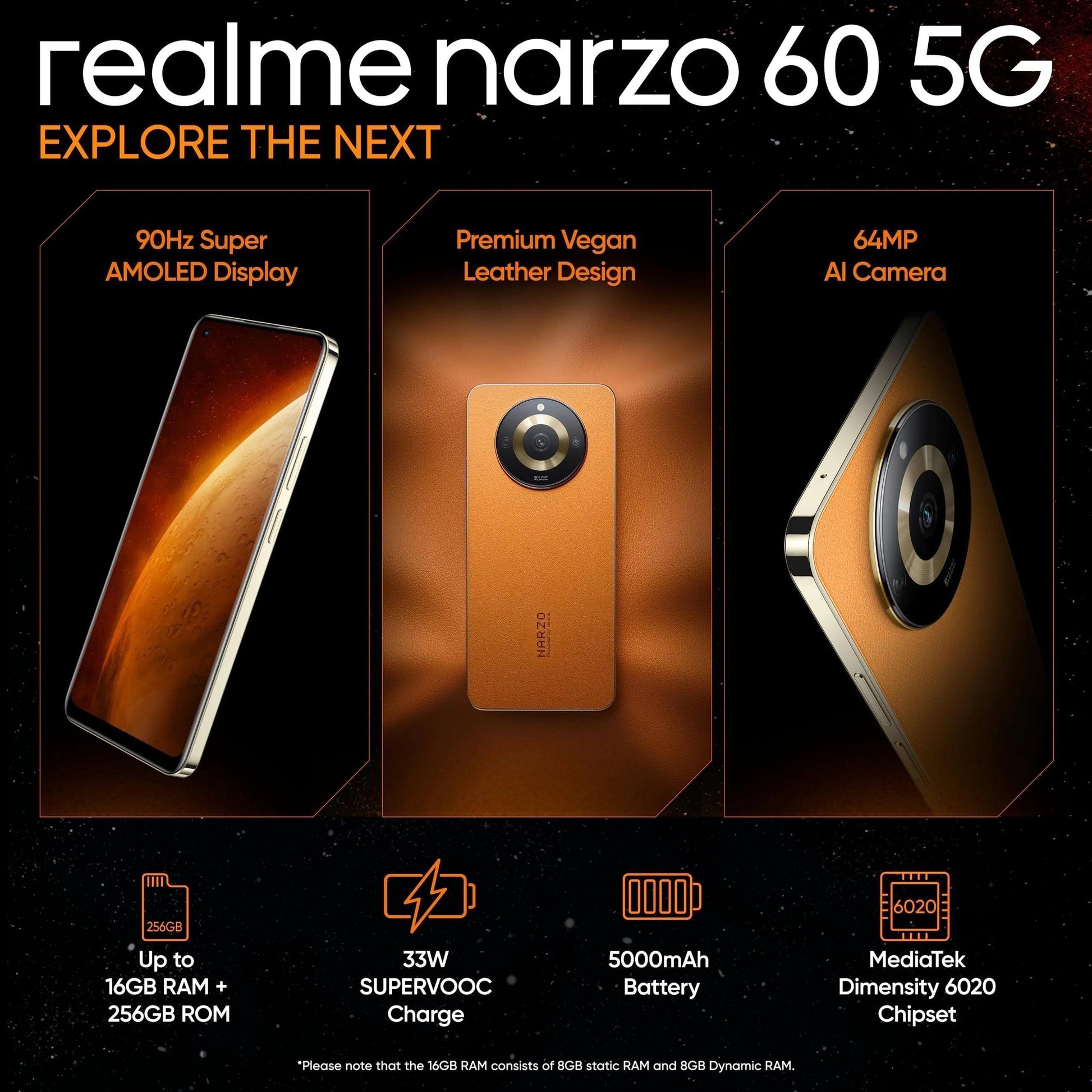 realme narzo 60 5G (Mars Orange,8GB+128GB) - Triveni World