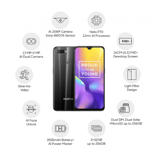 Realme U1 (Ambitious Black, 3 GB RAM, 32 GB Storage) - Triveni World