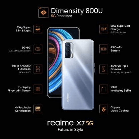 Realme X7 (Space Silver, 6GB RAM, 128GB Storage) - Triveni World