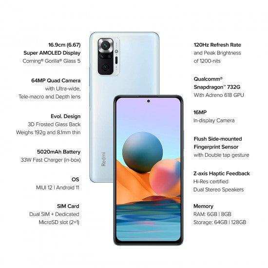 Redmi Note 10 Pro (Glacial Blue, 6GB RAM, 128GB Storage) -120hz Super Amoled Display Refurbished - Triveni World