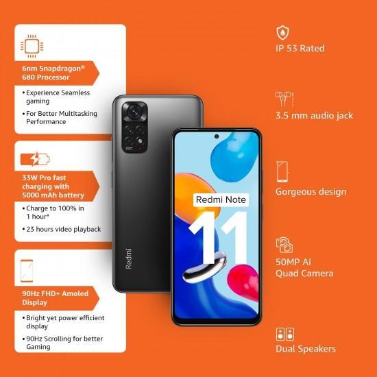 Redmi Note 11 (Space Black, 6GB RAM, 128GB Storage) - Triveni World