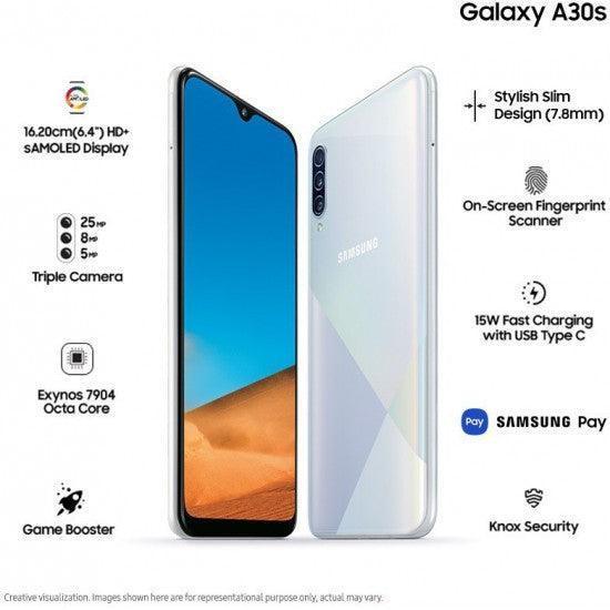 Samsung Galaxy A30s (Prism Crush White, 64 GB, 4 GB RAM) Refurbished - Triveni World