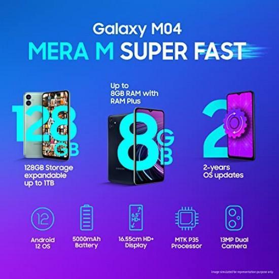 Samsung Galaxy M04 Dark Blue, 4GB RAM, 128GB Storage Upto 8GB RAM with RAM Plus - Triveni World