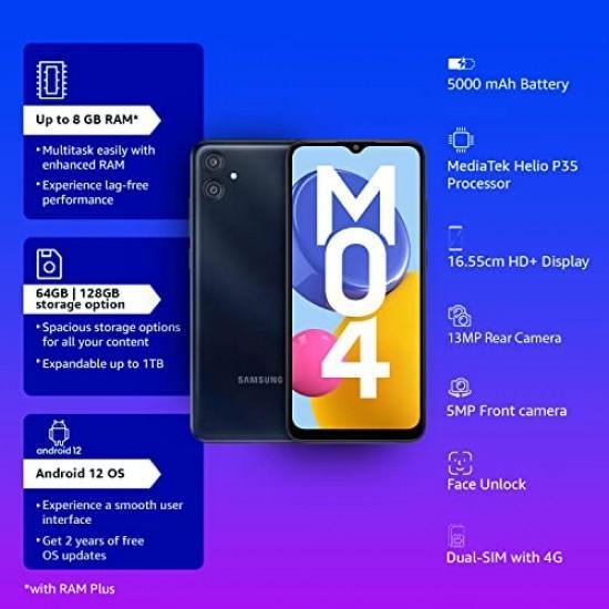 Samsung Galaxy M04 Dark Blue, 4GB RAM, 128GB Storage Upto 8GB RAM with RAM Plus - Triveni World