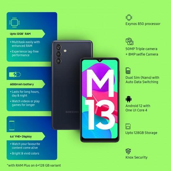 Samsung Galaxy M13 (Midnight Blue, 4GB, 64GB Storage) | 6000mAh Battery | Upto 8GB RAM with RAM Plus - Triveni World