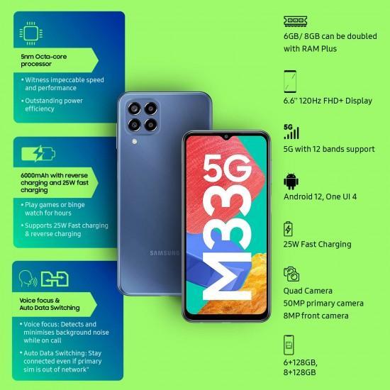 Samsung Galaxy M33 5G (Deep Ocean Blue, 6GB, 128GB Storage) | 6000mAh Battery - Triveni World