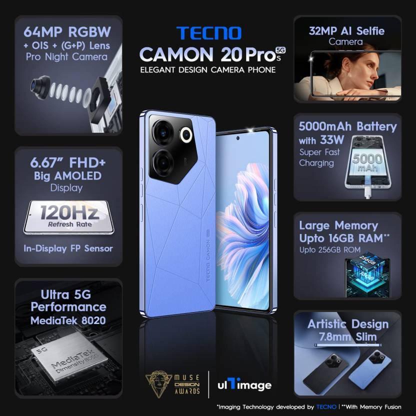 Tecno Camon 20s Pro 5G (Serenity Blue, 256 GB)  (8 GB RAM) Refurbished - Triveni World