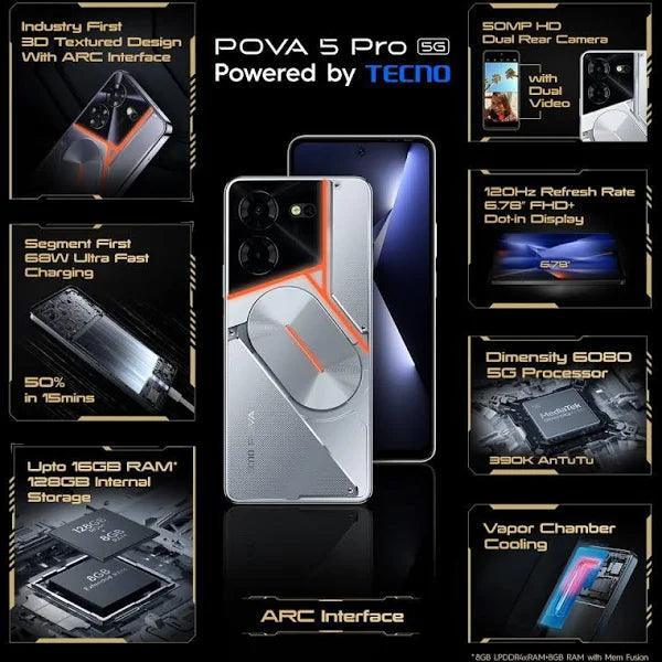 TECNO Pova 5 Pro 5G (Silver Fantasy, 8GB RAM,128GB Storage) - Triveni World