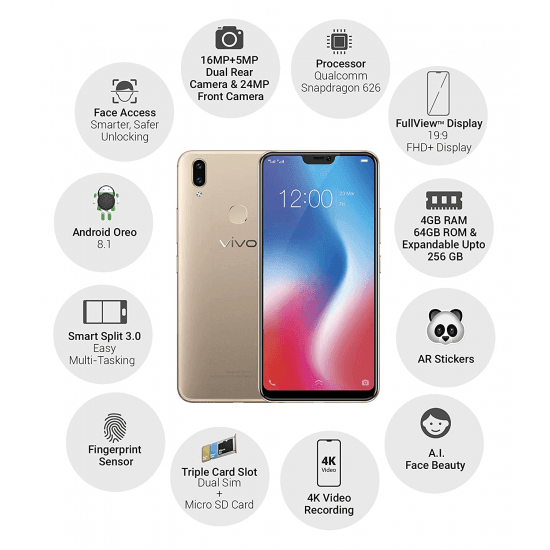 VIVO V9 (Gold, 64 GB, 4 GB RAM) - Triveni World