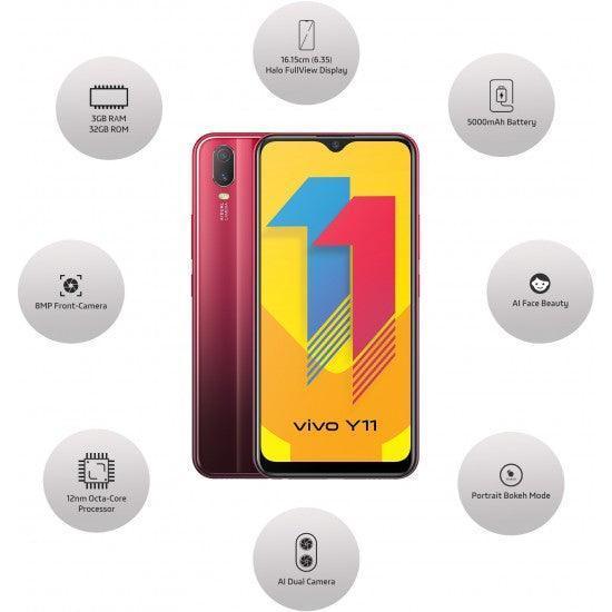 Vivo Y11 (Agate Red, 32 GB) (3 GB RAM) Refurbished - Triveni World