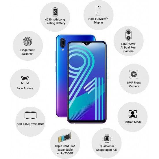 Vivo Y91 (Nebula Purple, 32 GB, 3 GB RAM) Refurbished - Triveni World