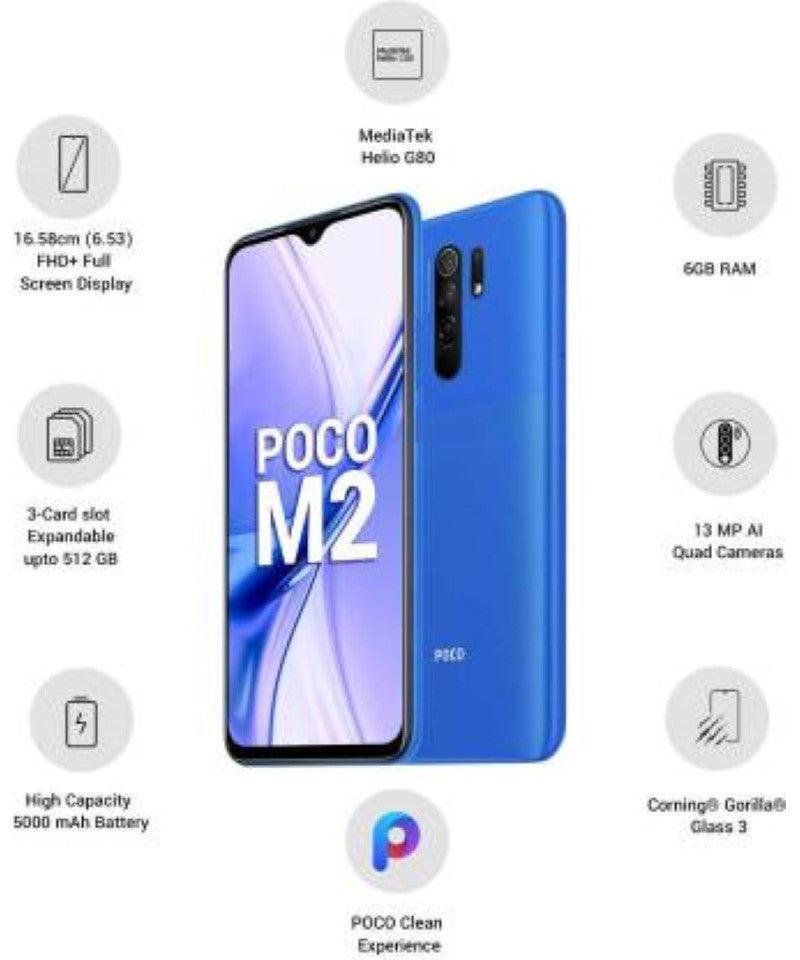 Xiaomi Poco M2 (Slate Blue, 6GB RAM, 64GB Storage) - Refurbished - Triveni World