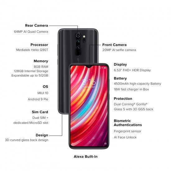 Xiaomi Redmi Note 8 Pro 128 GB, 6 GB RAM (Shadow Black) Refurbished - Triveni World